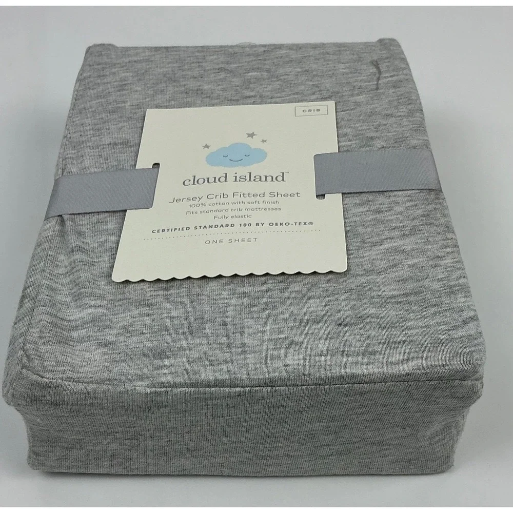 Cloud Island Gray Jersey Crib Fitted Sheet 100% Cotton OEKO-TEX 28x52 New